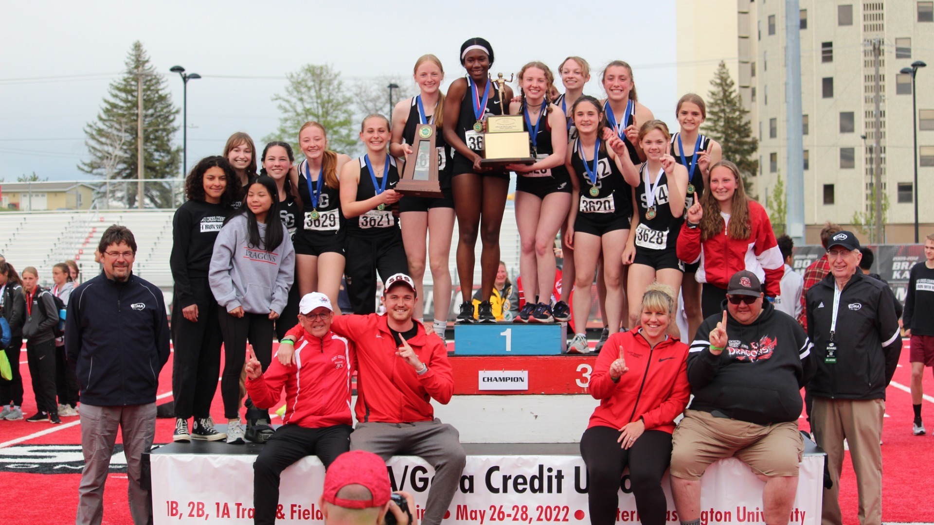 Saint George’s girls track team celebrates its 2022 state championship